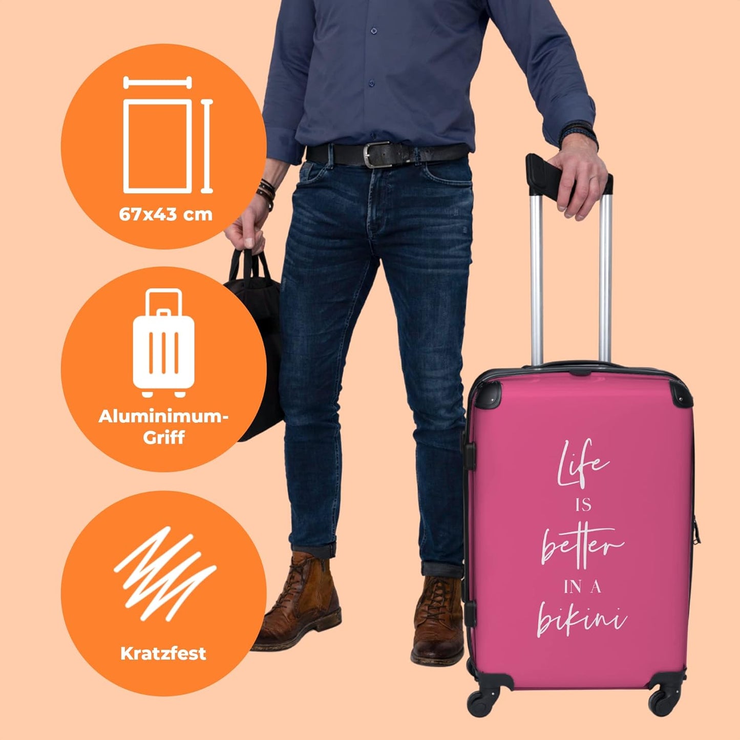 Grosser Trolley-Reisekoffer mit 4 Rollen (90L)