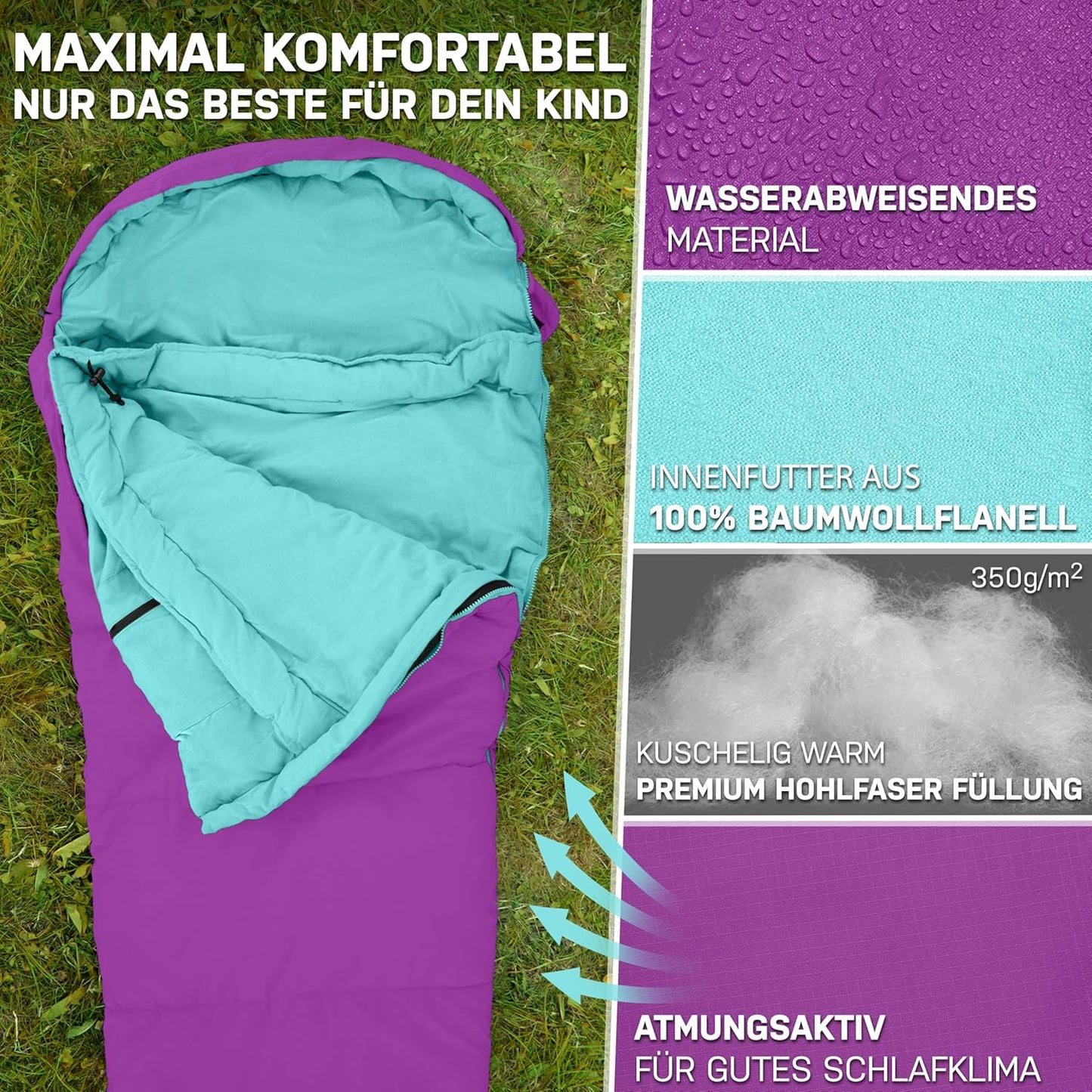 Kinderschlafsack, Lila/Türkis