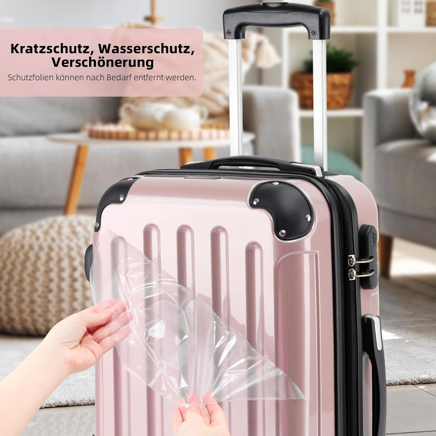 Handgepäck Koffer mit Zwillingsrollen, Rosa Gold Handgepäck 55cm-40L