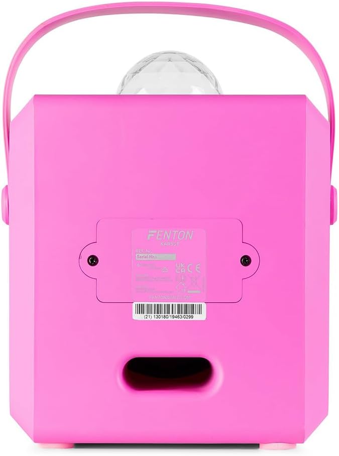 Karaoke-Musikbox mit Mikrofonen und LED-Licht, Pink + Disco Kugel