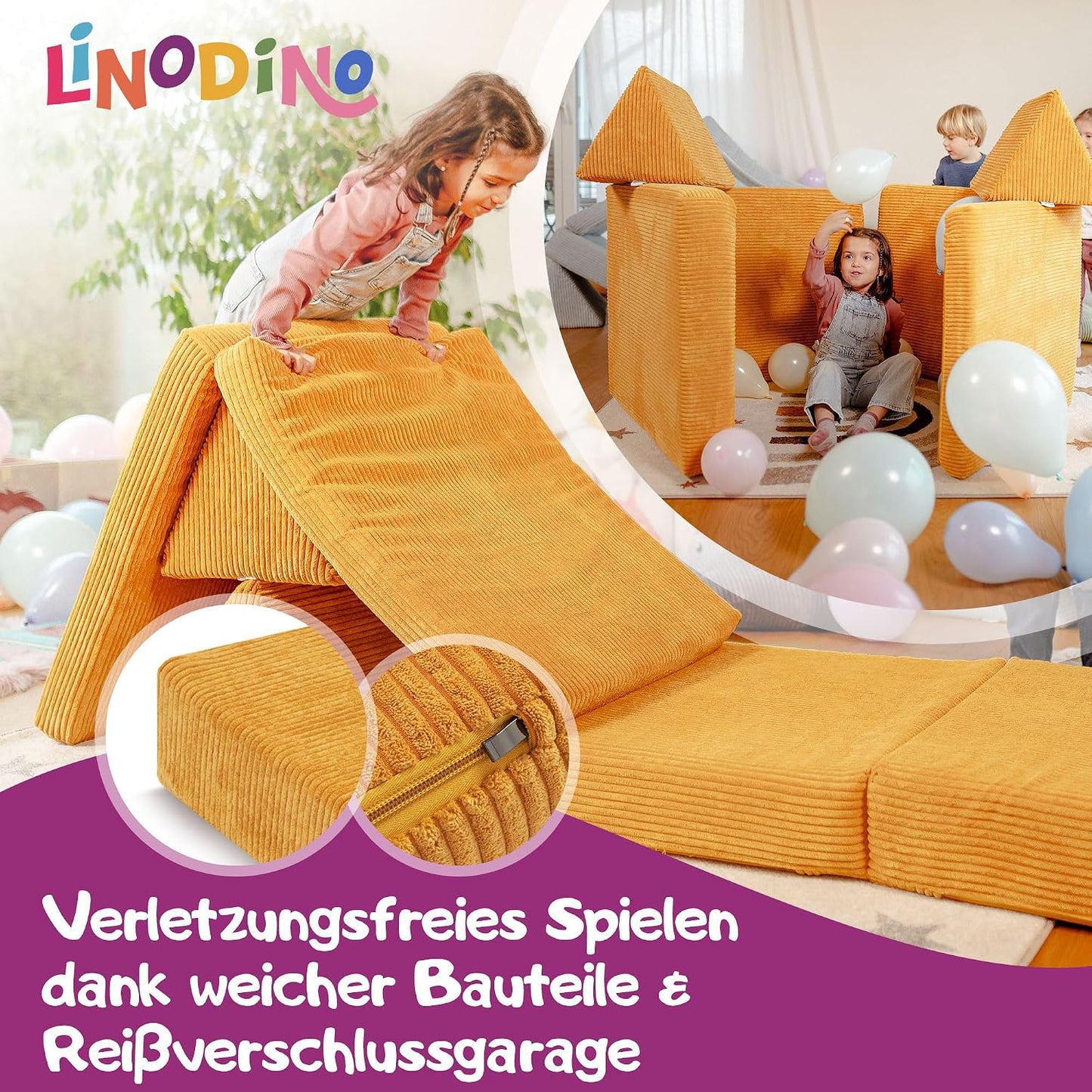 Spielsofa für Kinder, Gänseblümchen Gelb