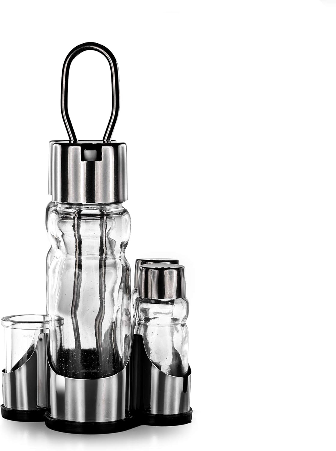 Essig-Öl-Spender Set mit Salz, Pfeffer, Zahnstocherhalter