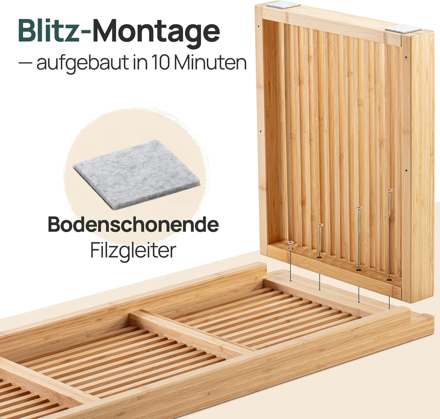 Schuhbank mit Sitzbank und Schuhablage, Bambus Lang mit Schuhablage