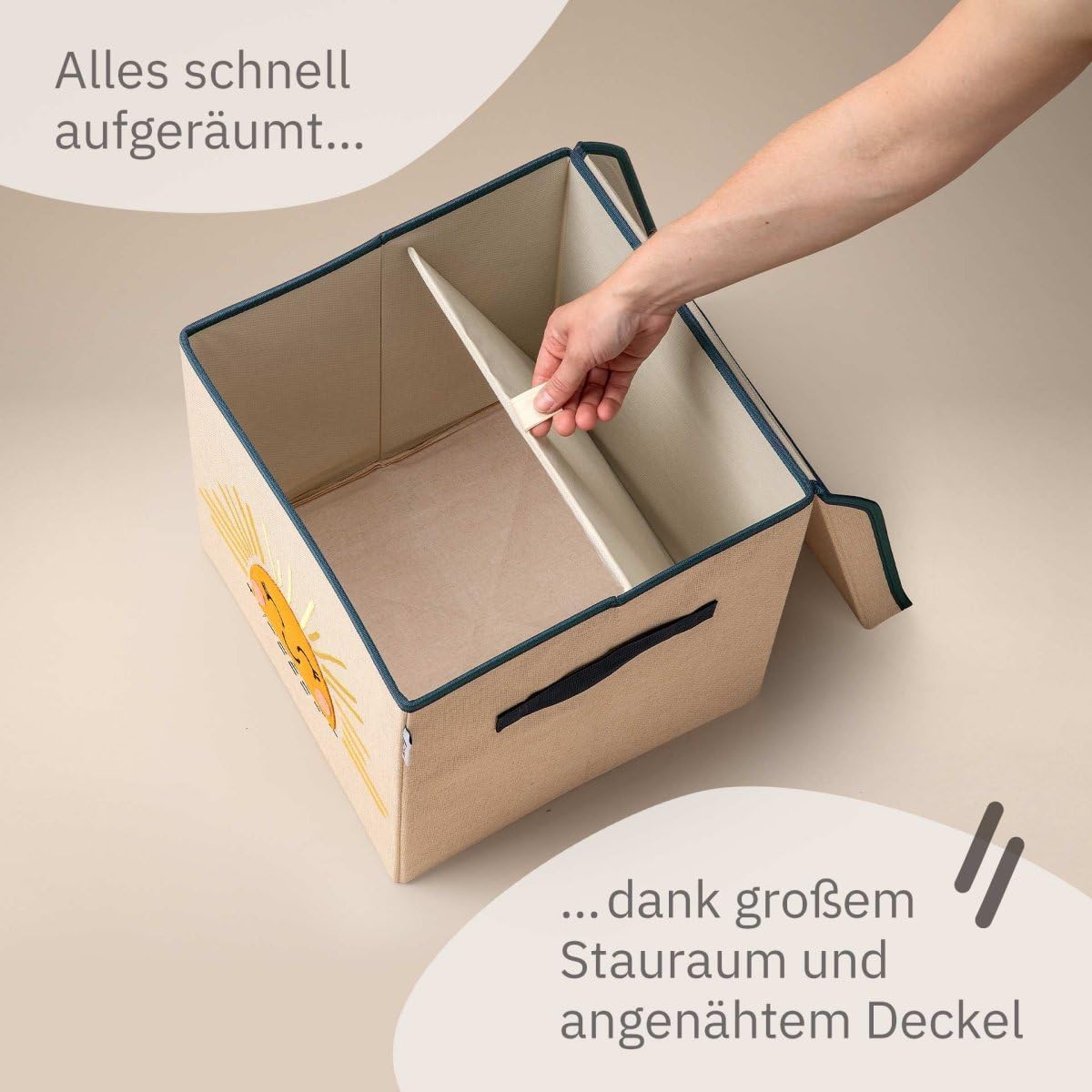 Aufbewahrungsbox mit Deckel und Sonnenmotiv, Sonne