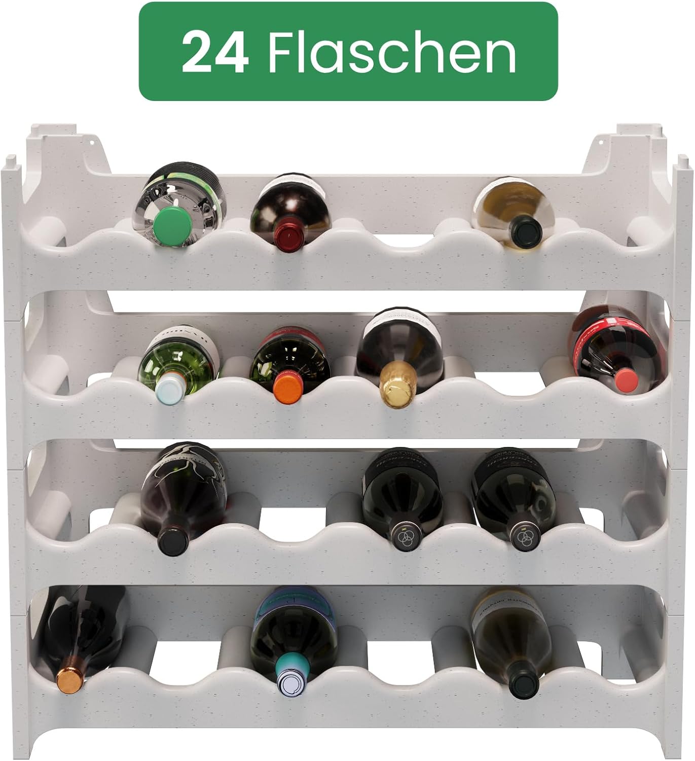 Stapelbares Weinregal für 24 Flaschen, 24 Flaschen Granitgrau