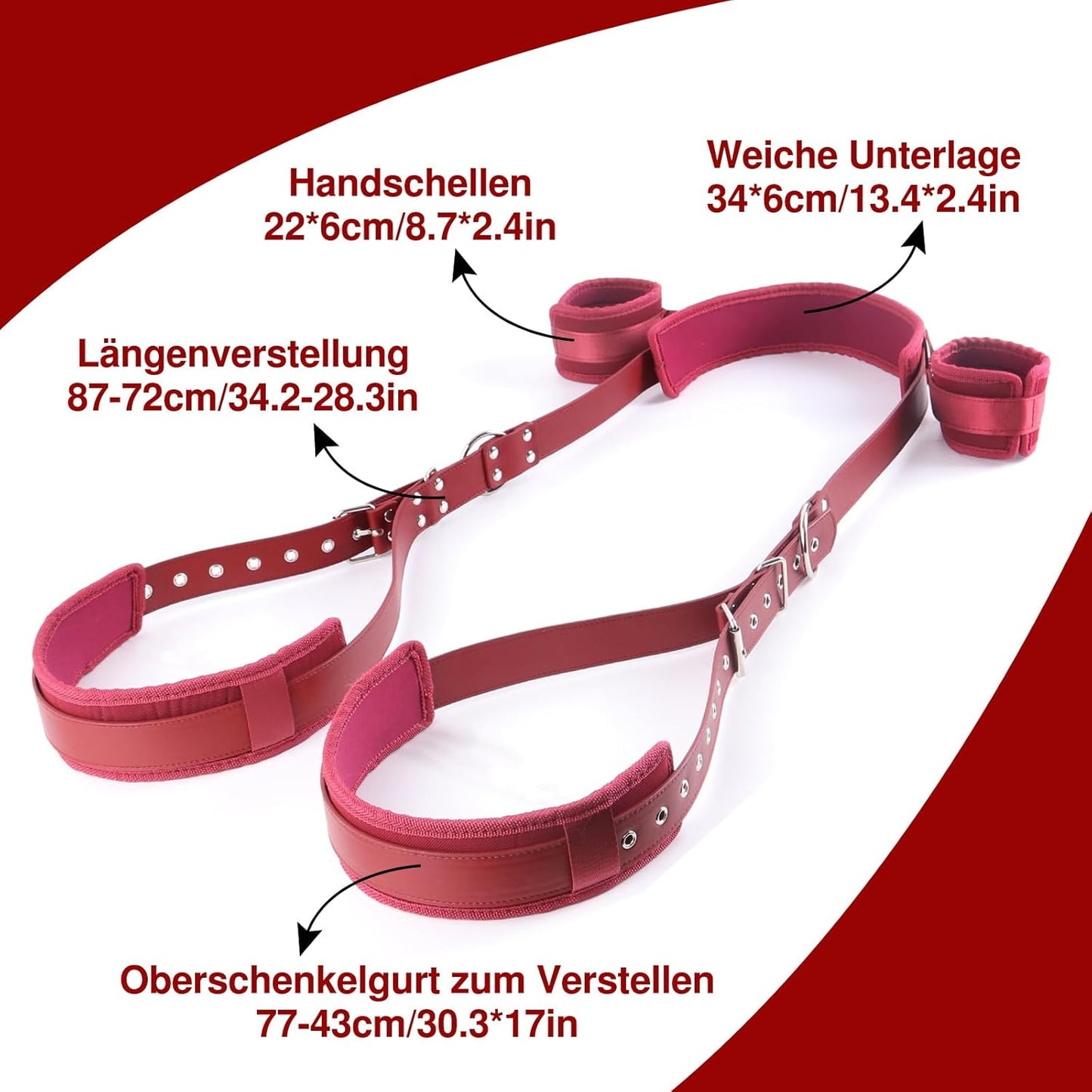 BDSM Bondage Fesselset für Paare, Rot