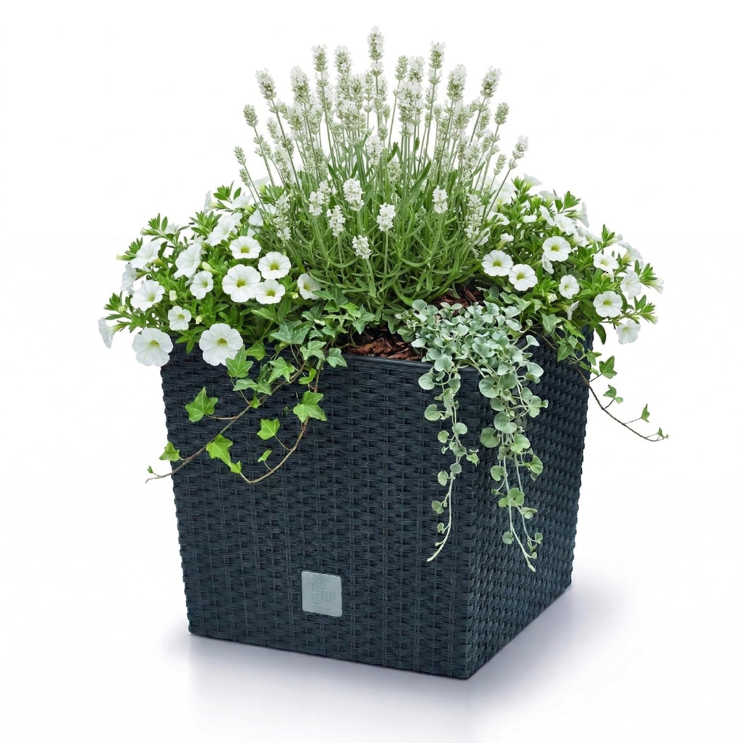 Quadratischer Blumentopf in Rattan-Optik, 64 L, 40x40x40,8