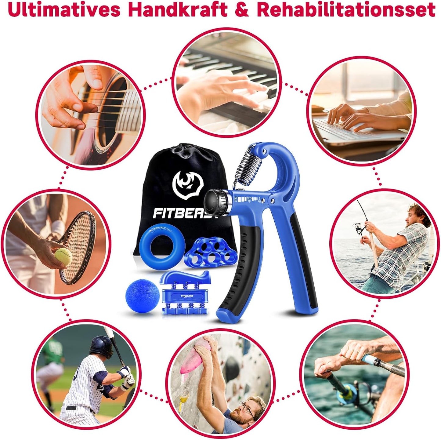 5-teiliges Handtrainer-Set, Navy Blau