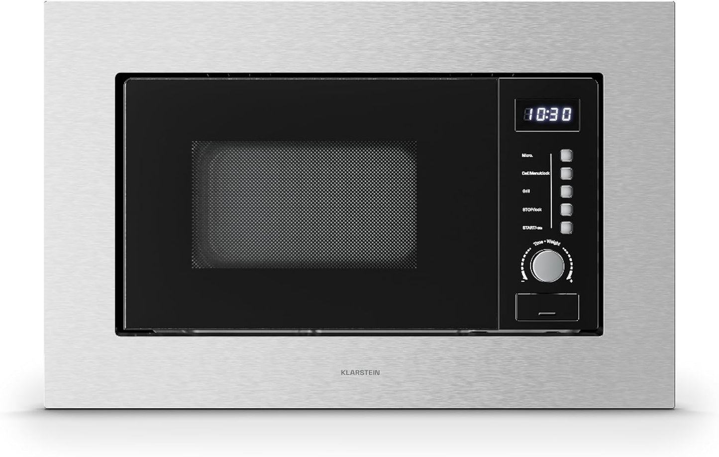 Einbaumikrowelle Verosteel mit Grill, 8 Programme, Auftaufunktion, 20L Edelstahl