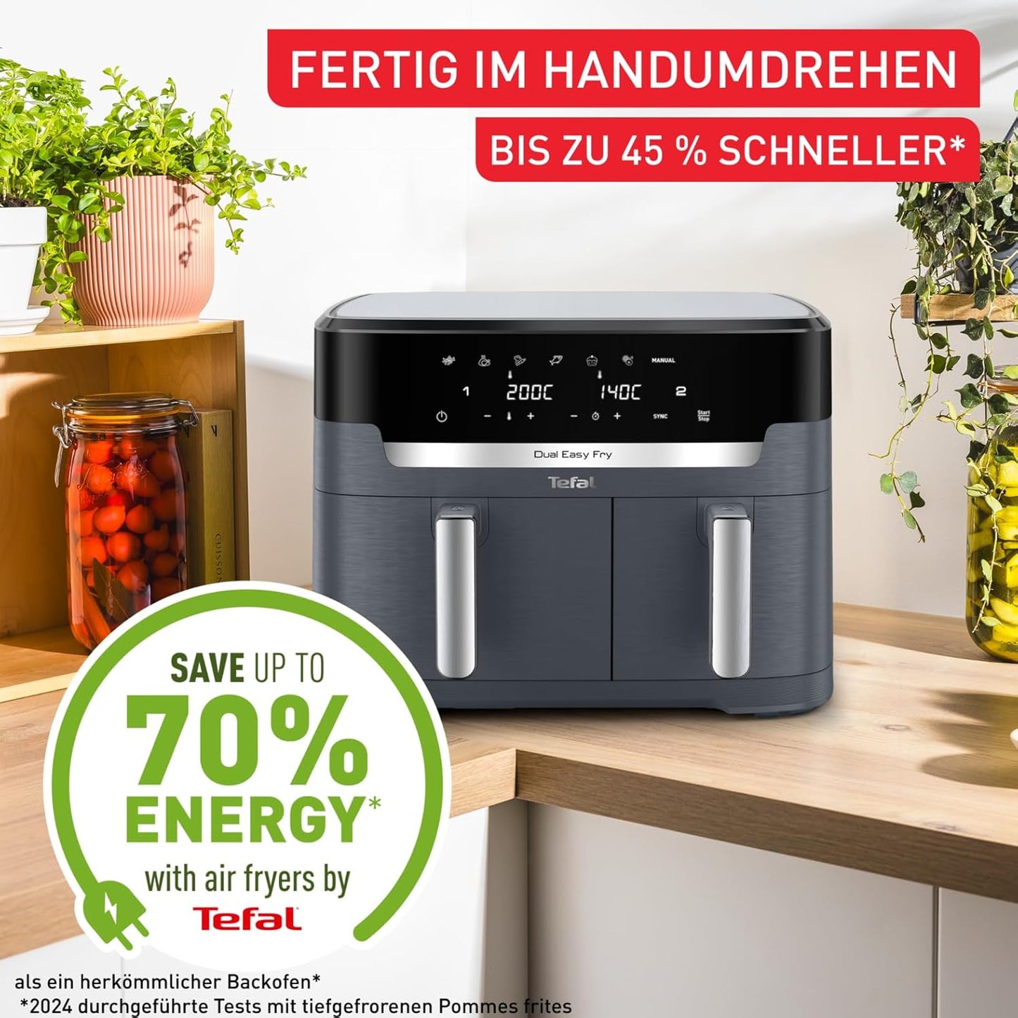 Dual Easy Fry Heissluftfritteuse, Dual Basket 11 L