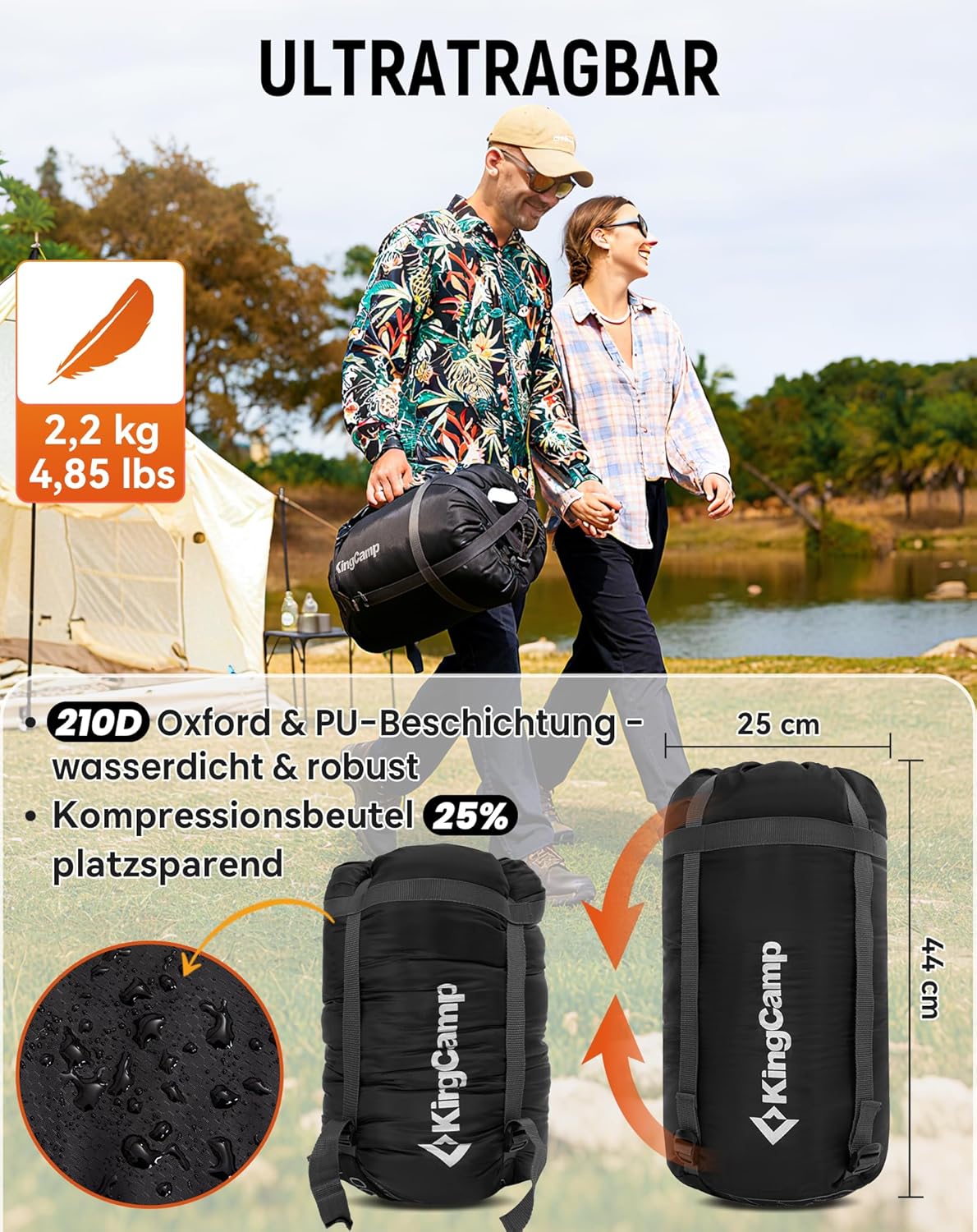 Schlafsack für 3-4 Jahreszeiten, Everyday 4 Jahreszeiten Schwarz-L-Zip
