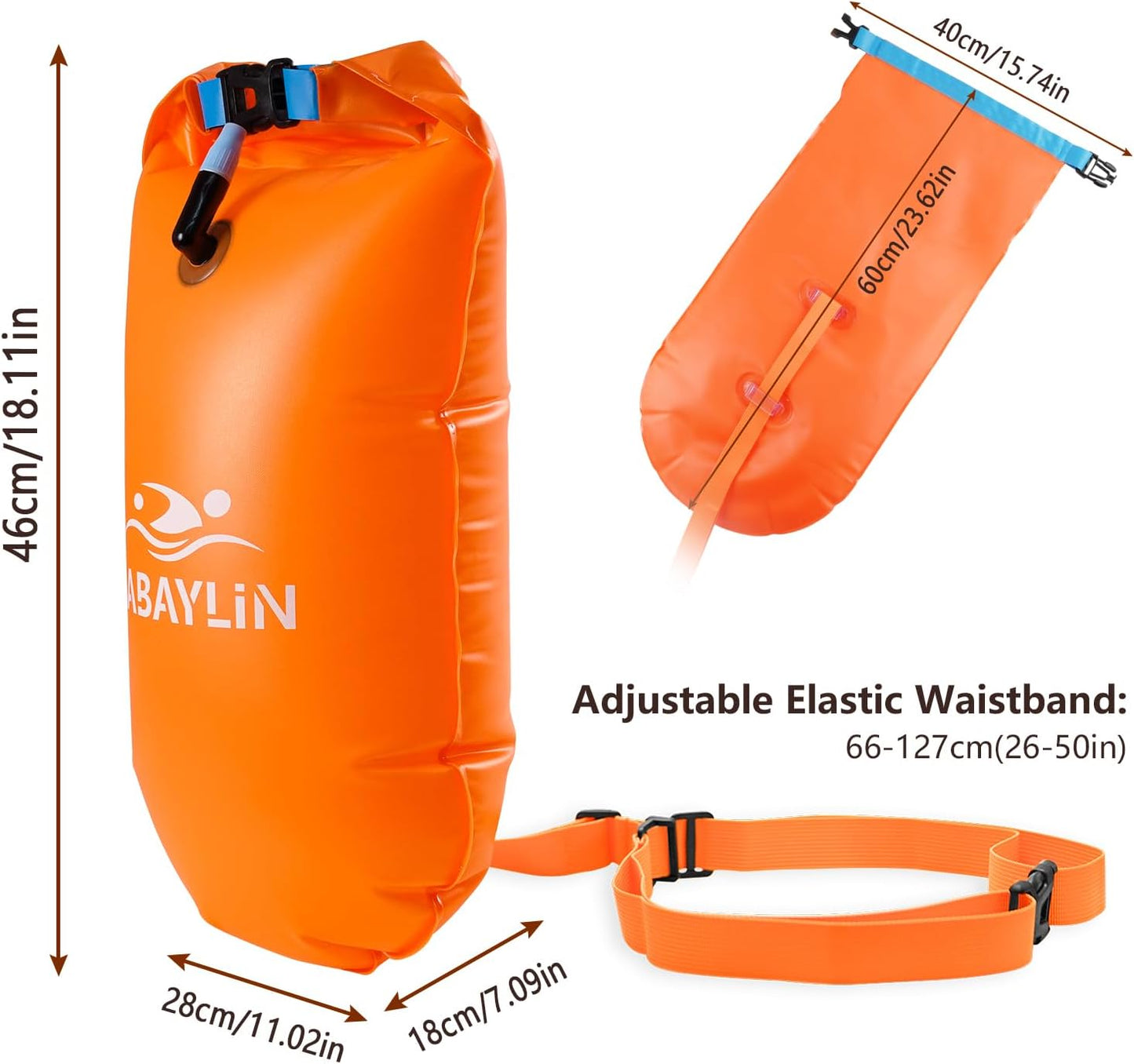 Aufblasbare Schwimmboje, Orange 20L