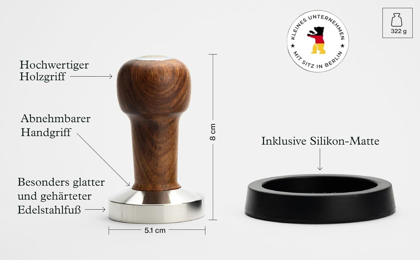 Tamper mit Tamping-Matte, 51 mm, 51mm