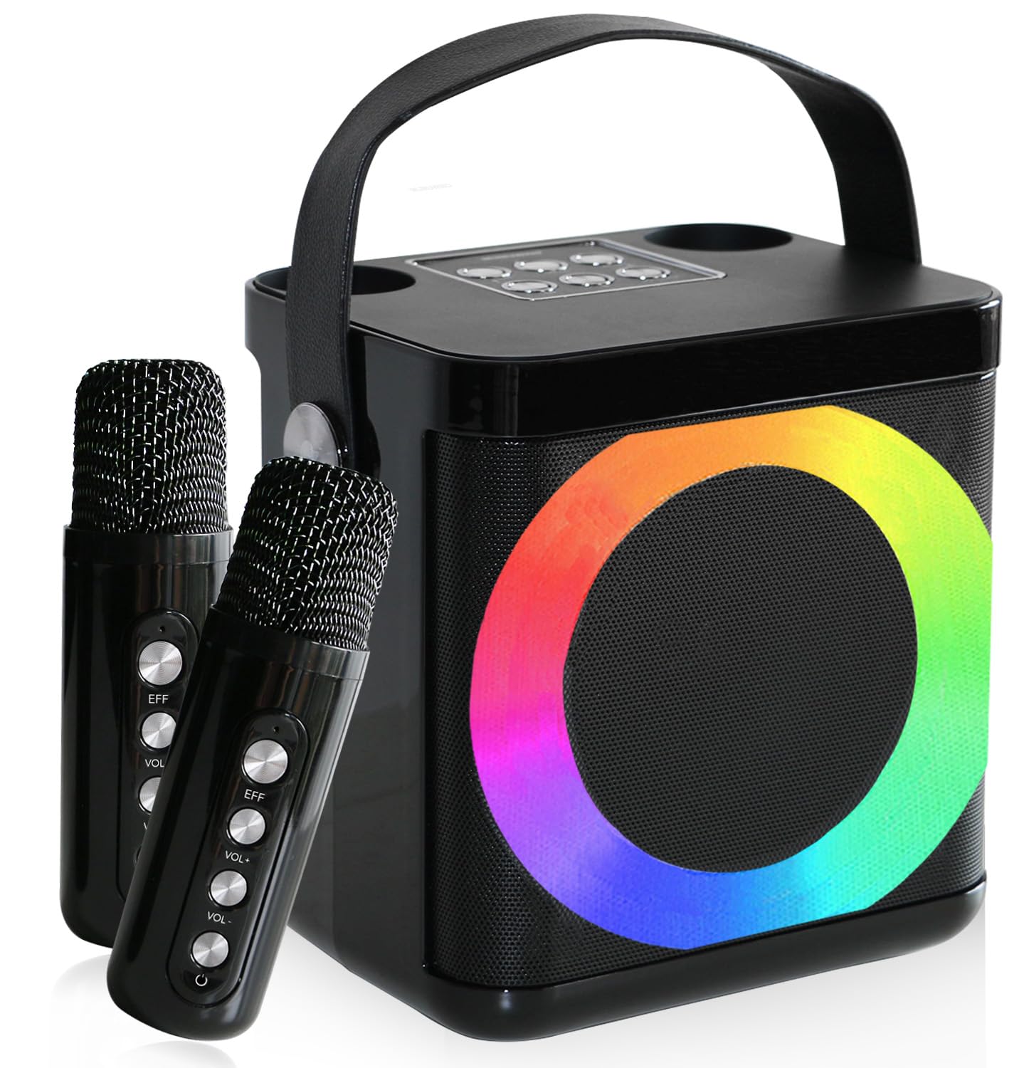 Karaoke-Anlage mit LED und 2 Mikrofonen