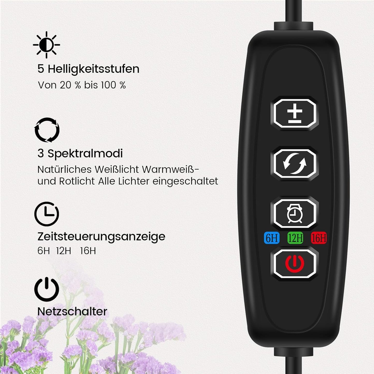 LED-Pflanzenlampe mit Timer und Standfuss