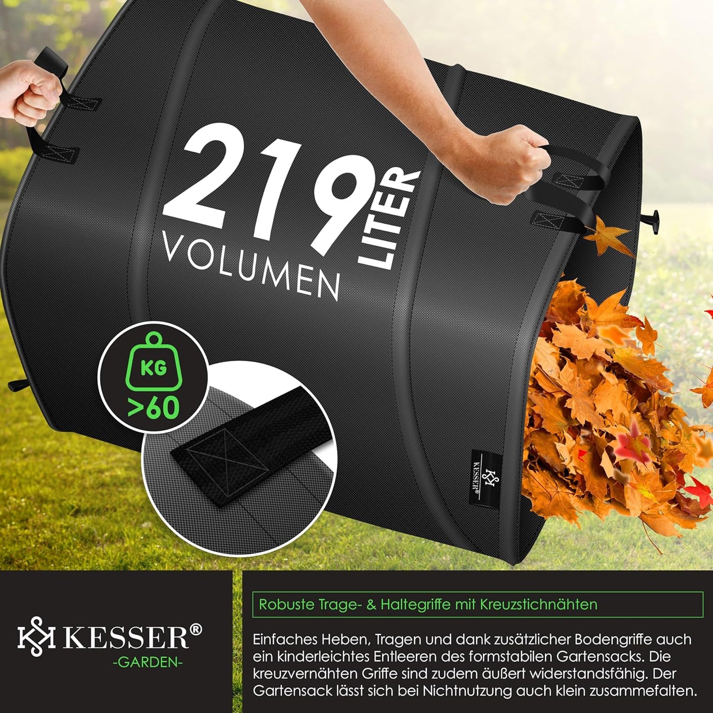 Pop-Up Gartensack für Gartenabfälle, 1x 219 Liter Anthrazit / Schwarz