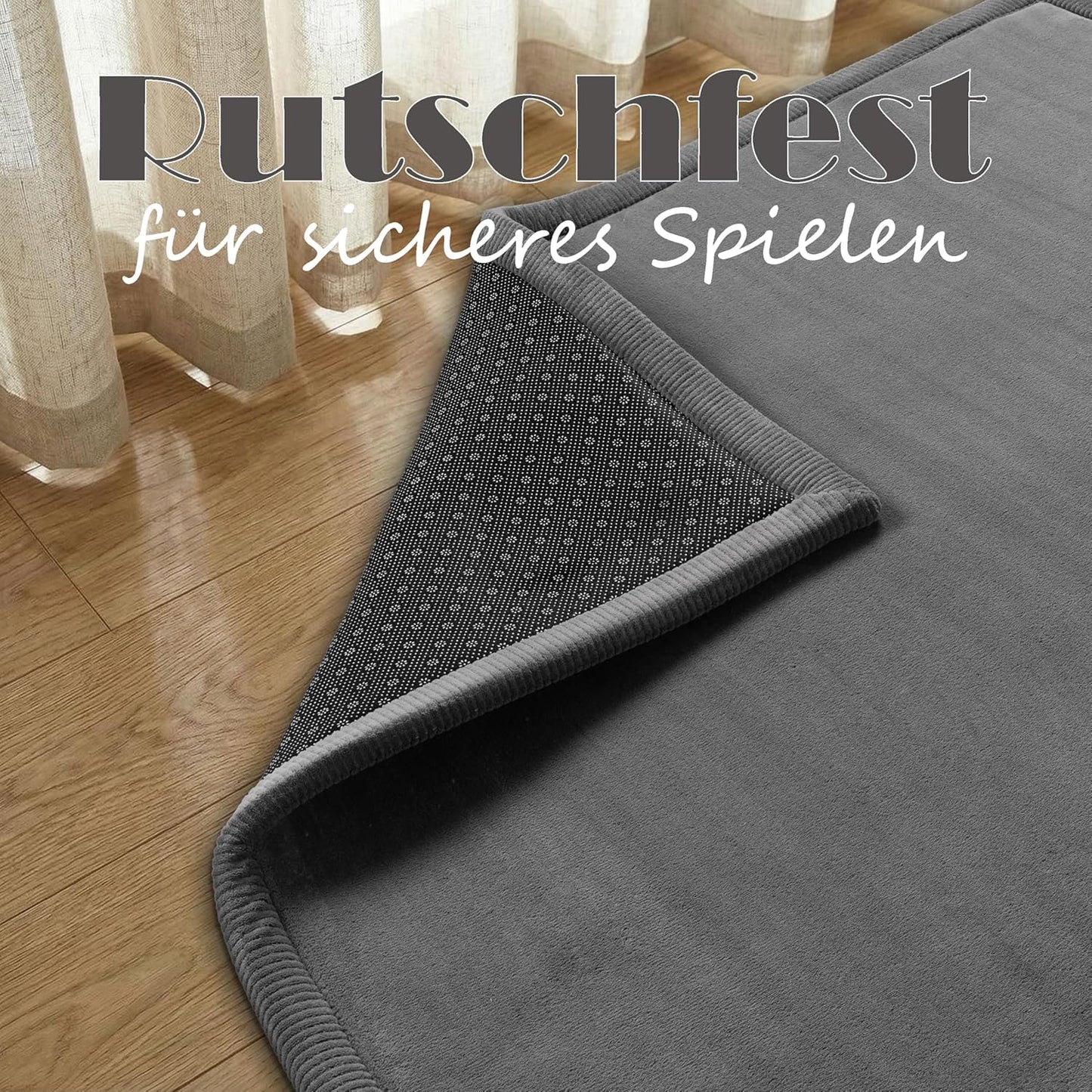 Weicher Teppich für Kinderzimmer, Spielteppich 140x200 cm, 140 x 200 cm (Rechteckig) Anthrazit