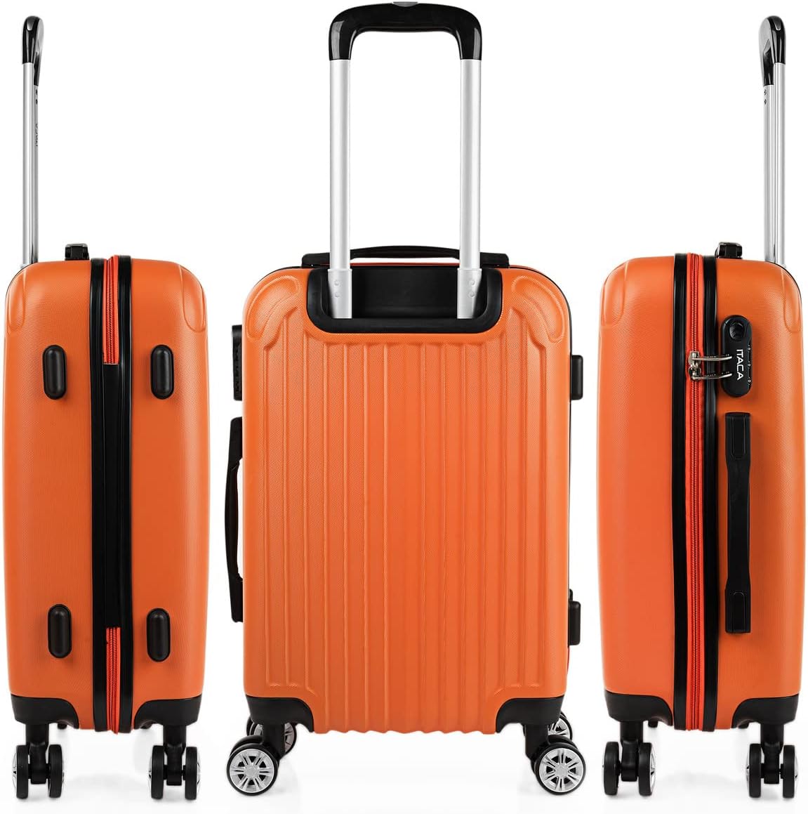 Handgepäck Koffer mit Beautycase, Mandarine / 55 cm + 35 cm