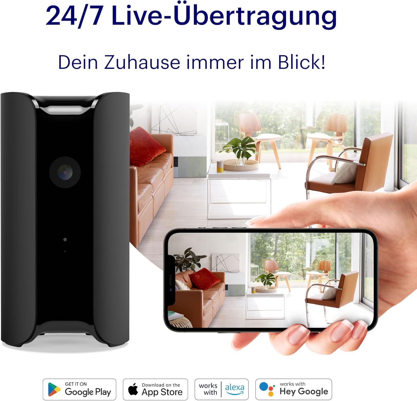 View Überwachungskamera mit 2-Wege-Audio, 24/7 Live-Übertragung, Bewegungsmelder, Nachtsicht