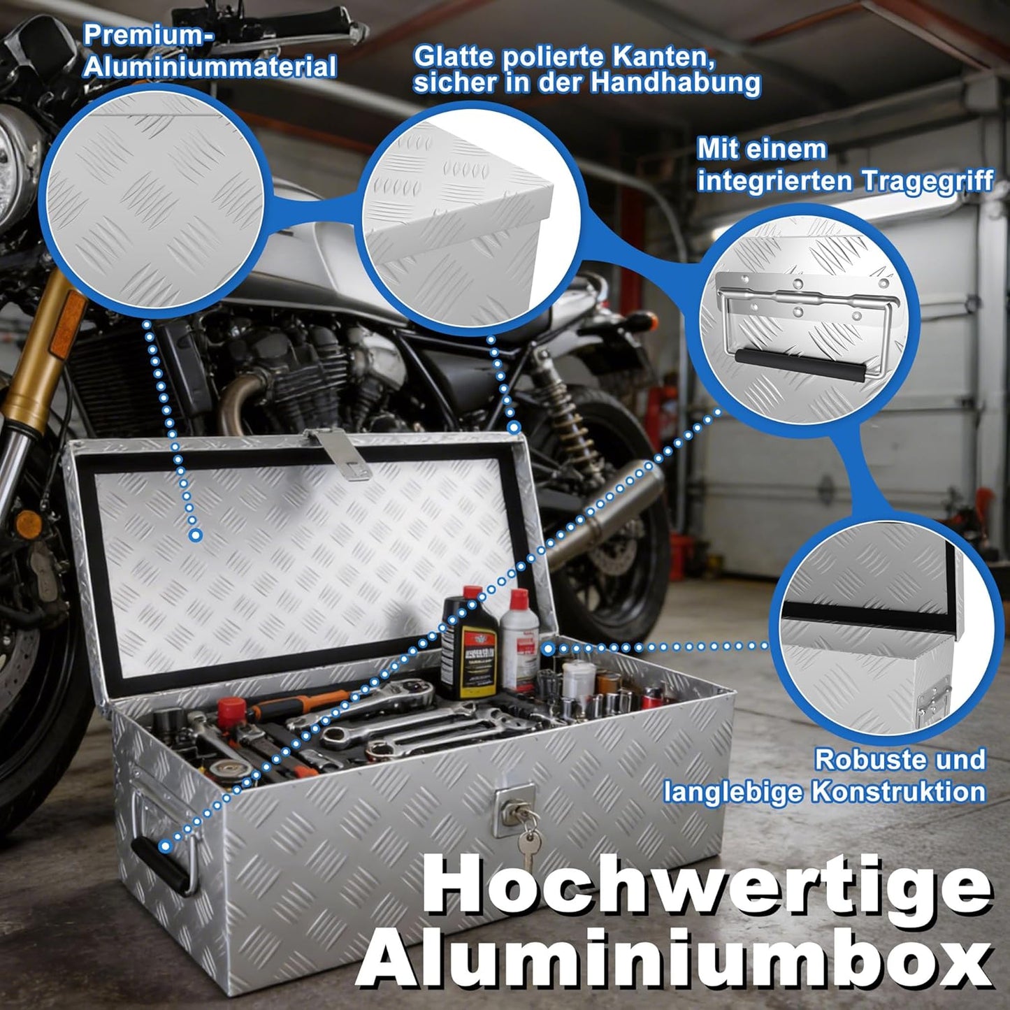 18L Aluminium Transportbox, 18 L - 52×16×22 CM Silber