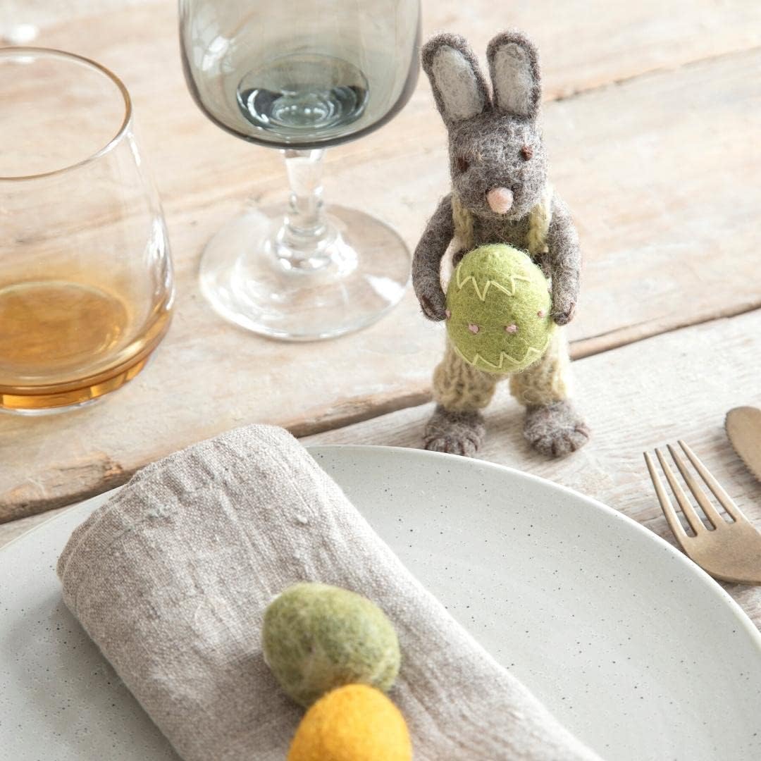 Set mit 2 kleinen Hasen, Hasen | 2er Set mit Tasche & Osterei Gross (27cm) | Ostern
