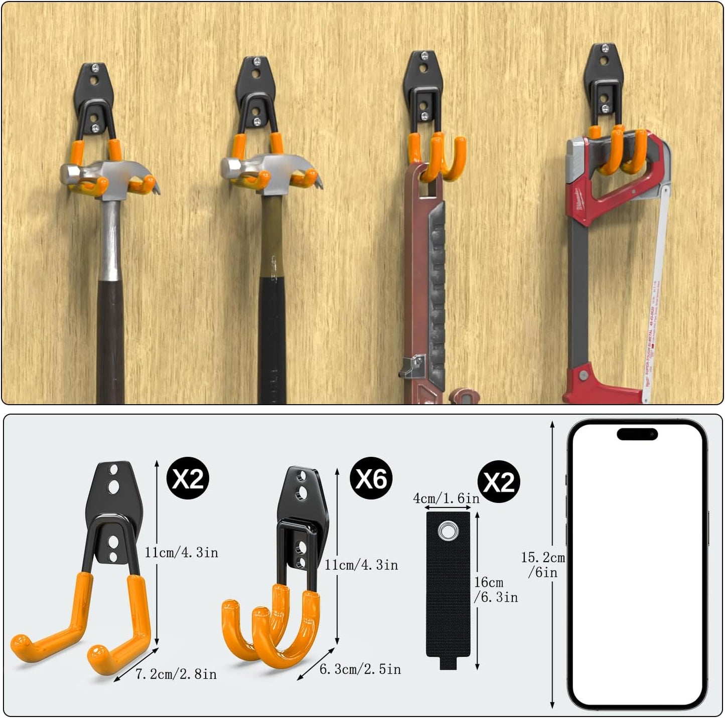 Schwerlast-Garagenhaken-Set, 6SJ-2SU