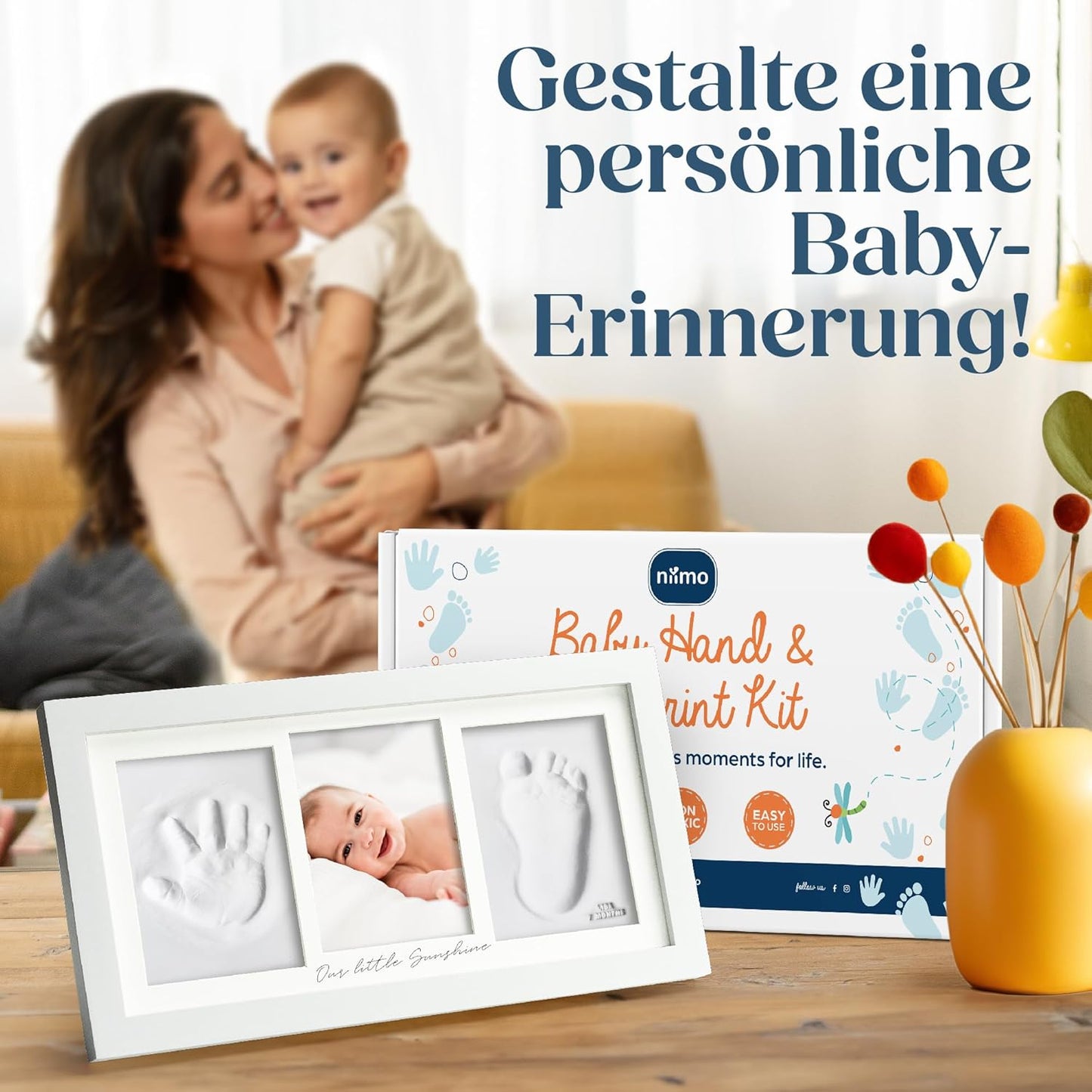 Baby-Abdruckset mit Bilderrahmen & Schablonen, Baby-Abdruck-Set