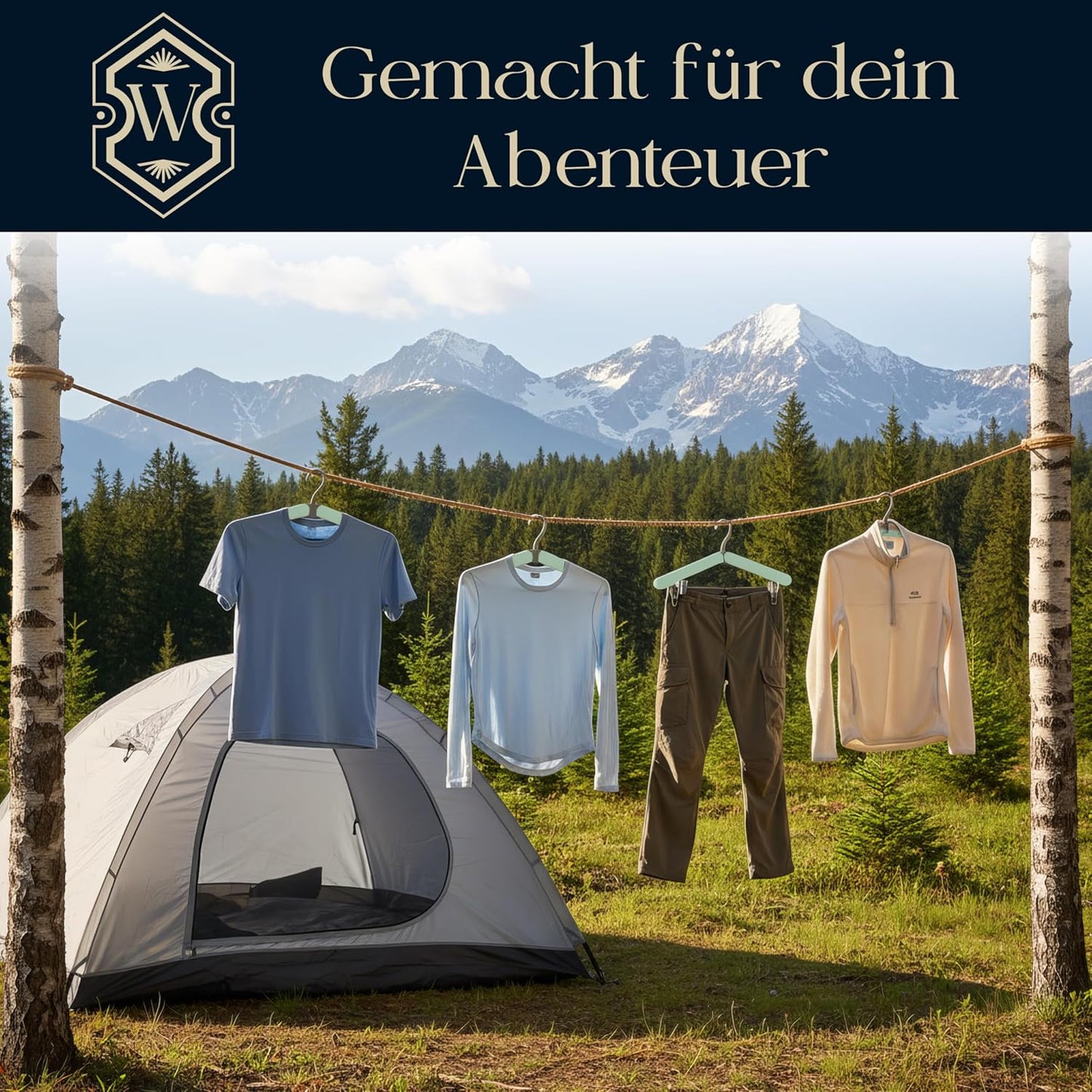 Faltbare Reise Kleiderbügel (3er Set) mit Clips, Grün