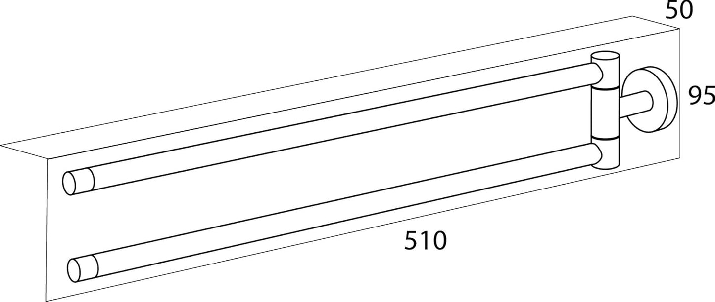 2-armiger schwenkbarer Handtuchhalter Boston, Handtuchhalter 2-armig Edelstahl Gebürstet
