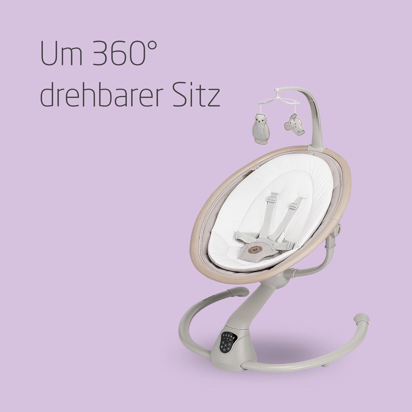 Elektrische Babyschaukel Cassia mit 360°-Drehung, Classic Beige, Cassia