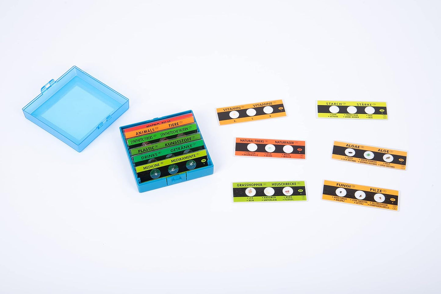 Fertigpräparate-Set mit Sortierbox für Mikroskopie, Nocolor
