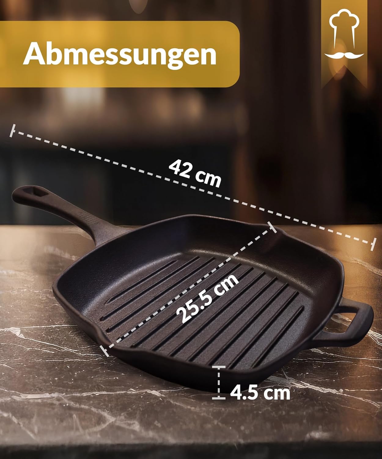 Gusseisen Grill- und Servierpfanne 25,5 cm, Grill
