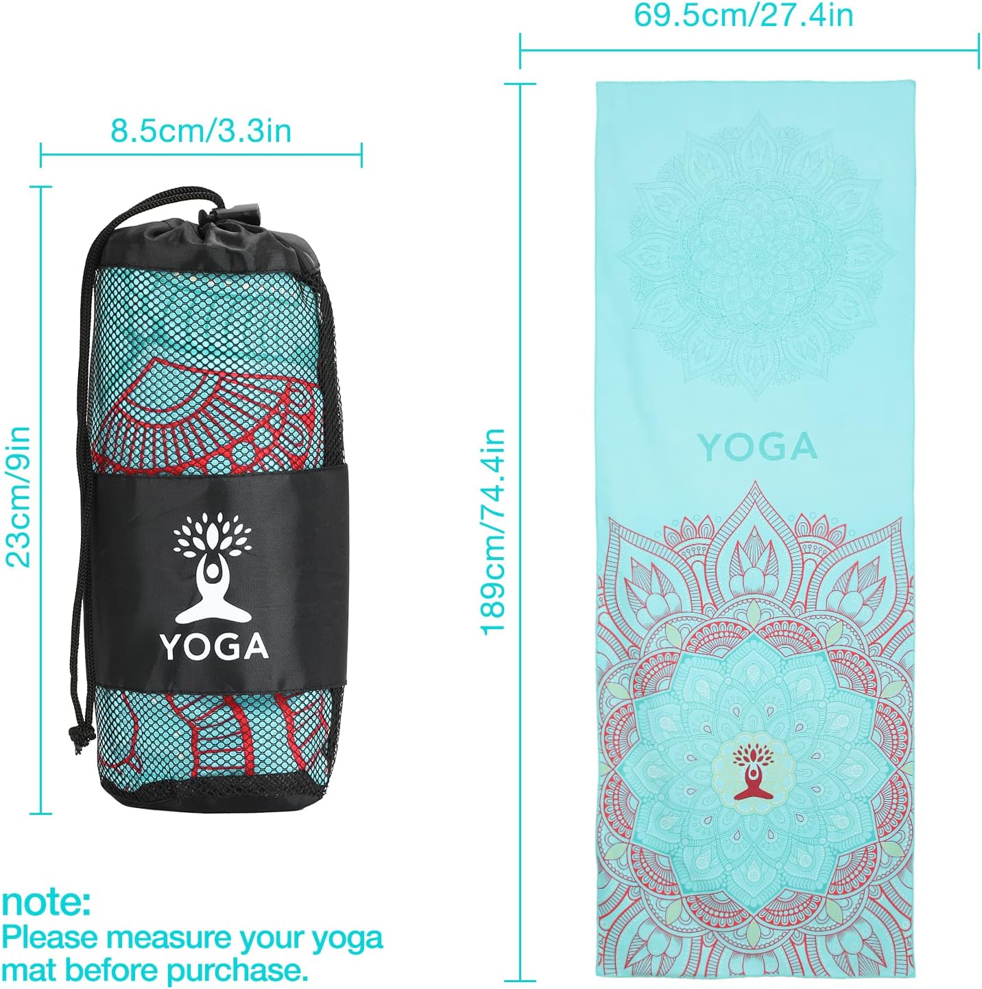 Rutschfestes Yoga-Handtuch, Lotus