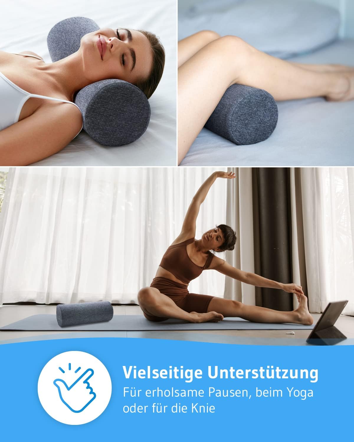 Ergonomische Nackenrolle UniROLL, Quickdry - Anthrazit 40 x 15 cm