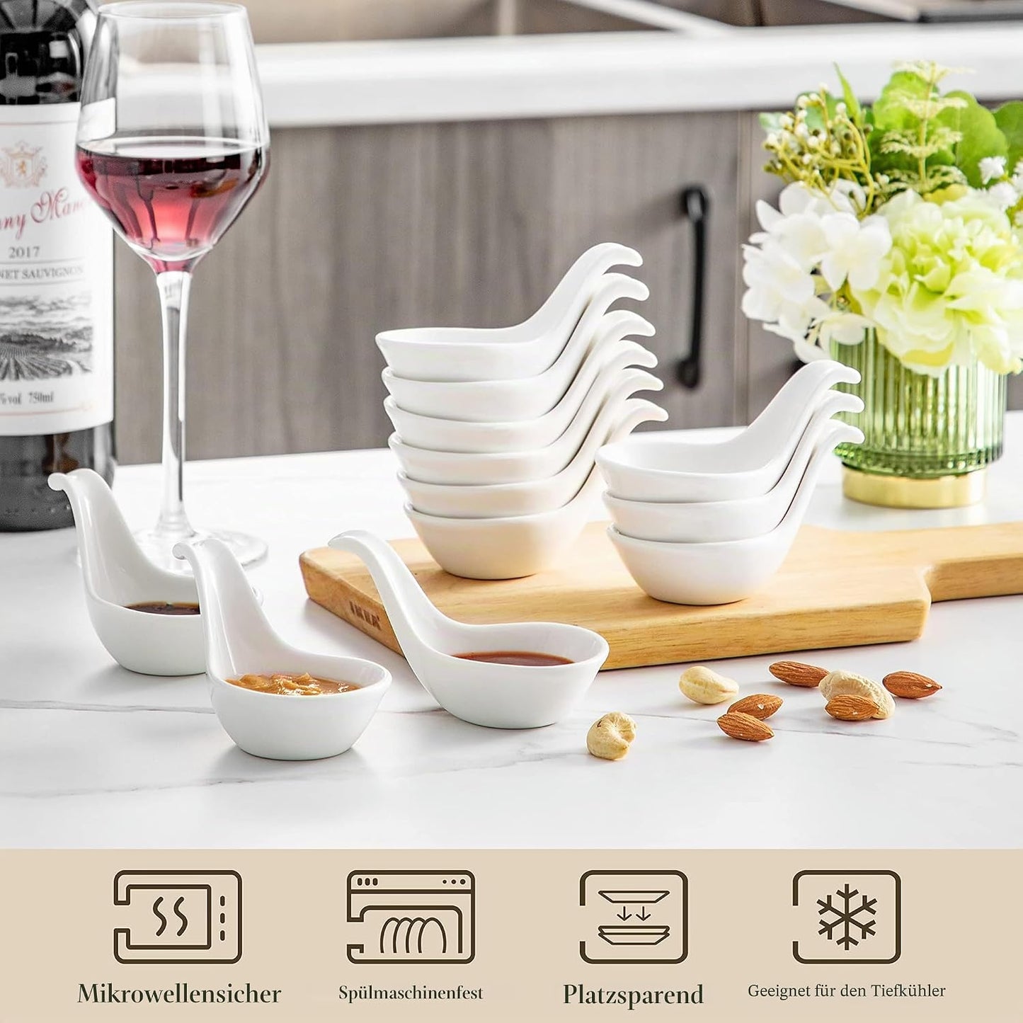 12-teiliges löffelförmiges Dessertschälchen-Set Serie Ramekin.Dish, Set- 12 Tlg. 9.5 * 5.7 * 5.2cm/20ml (Löffelförmig) Weiss