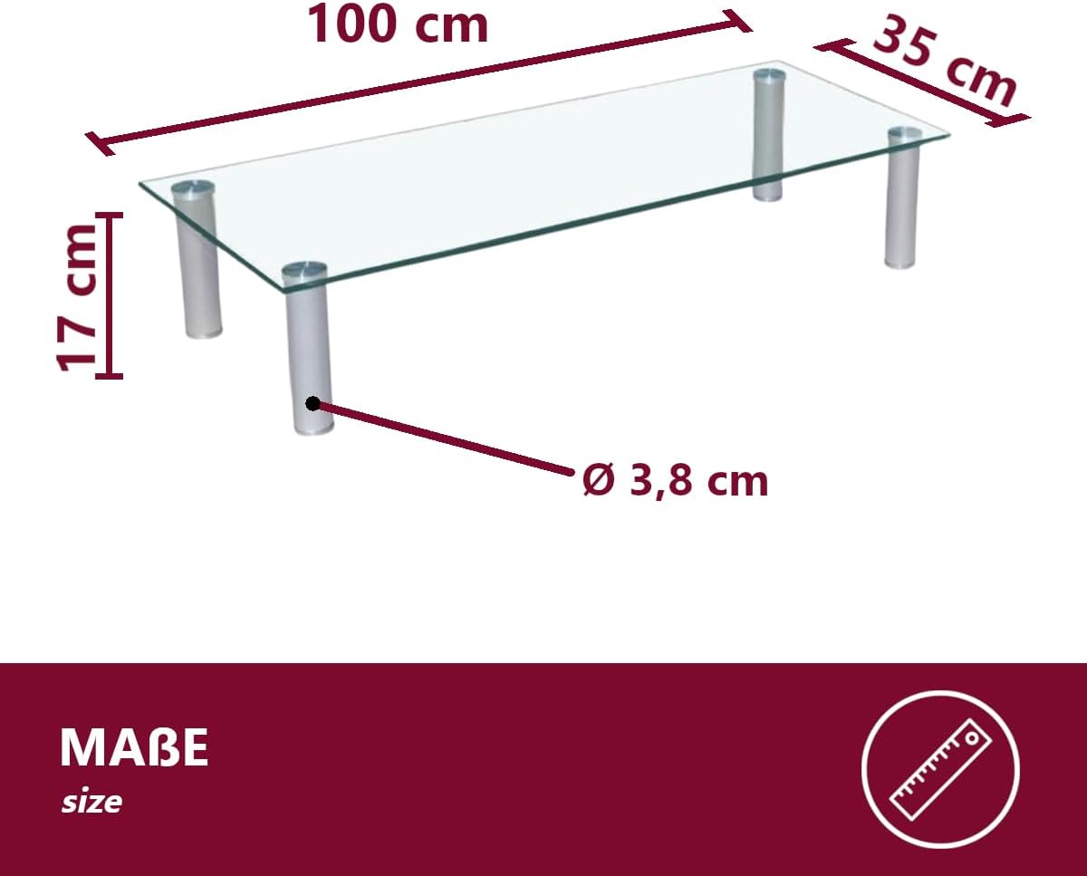 TV-Board aus Glas, 100cm| Klarglas