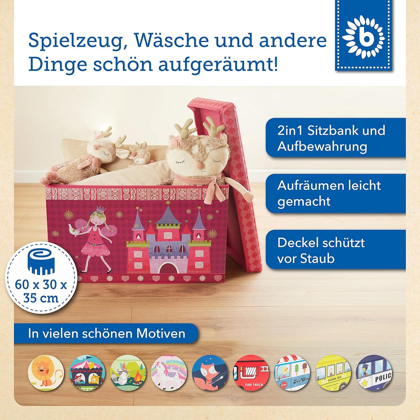 Aufbewahrungsbox mit Deckel Prinzessin, Pink