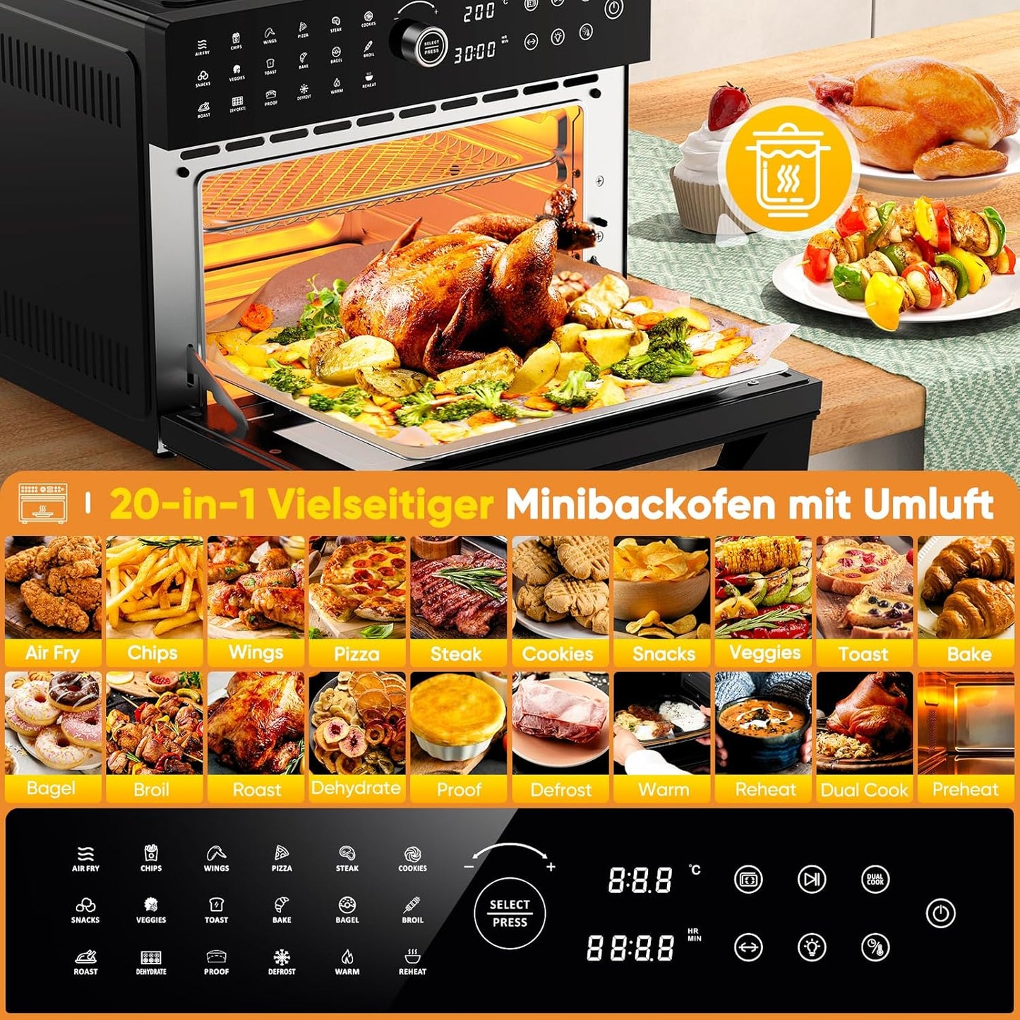 Minibackofen mit 20 Programmen