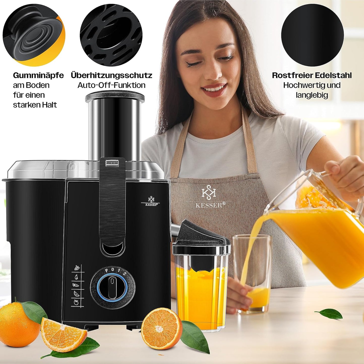 Entsafter für Obst und Gemüse, Schwarz