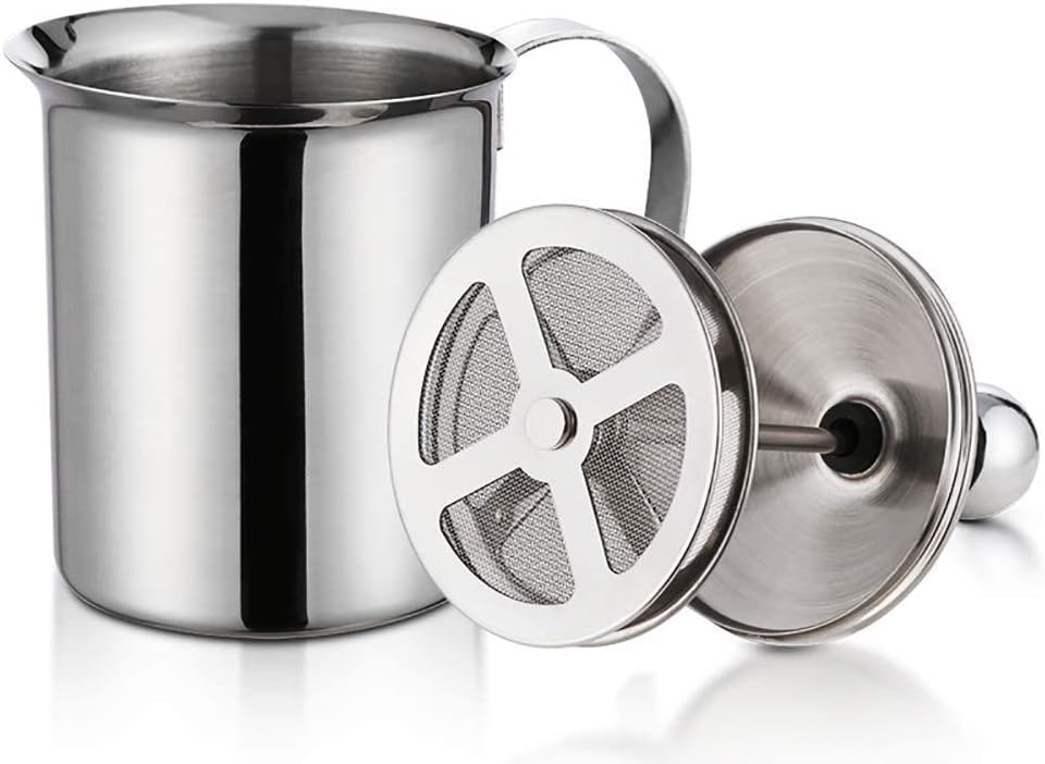 Manueller Milchaufschäumer mit Doppel-Sieb (800ml), 800 Ml