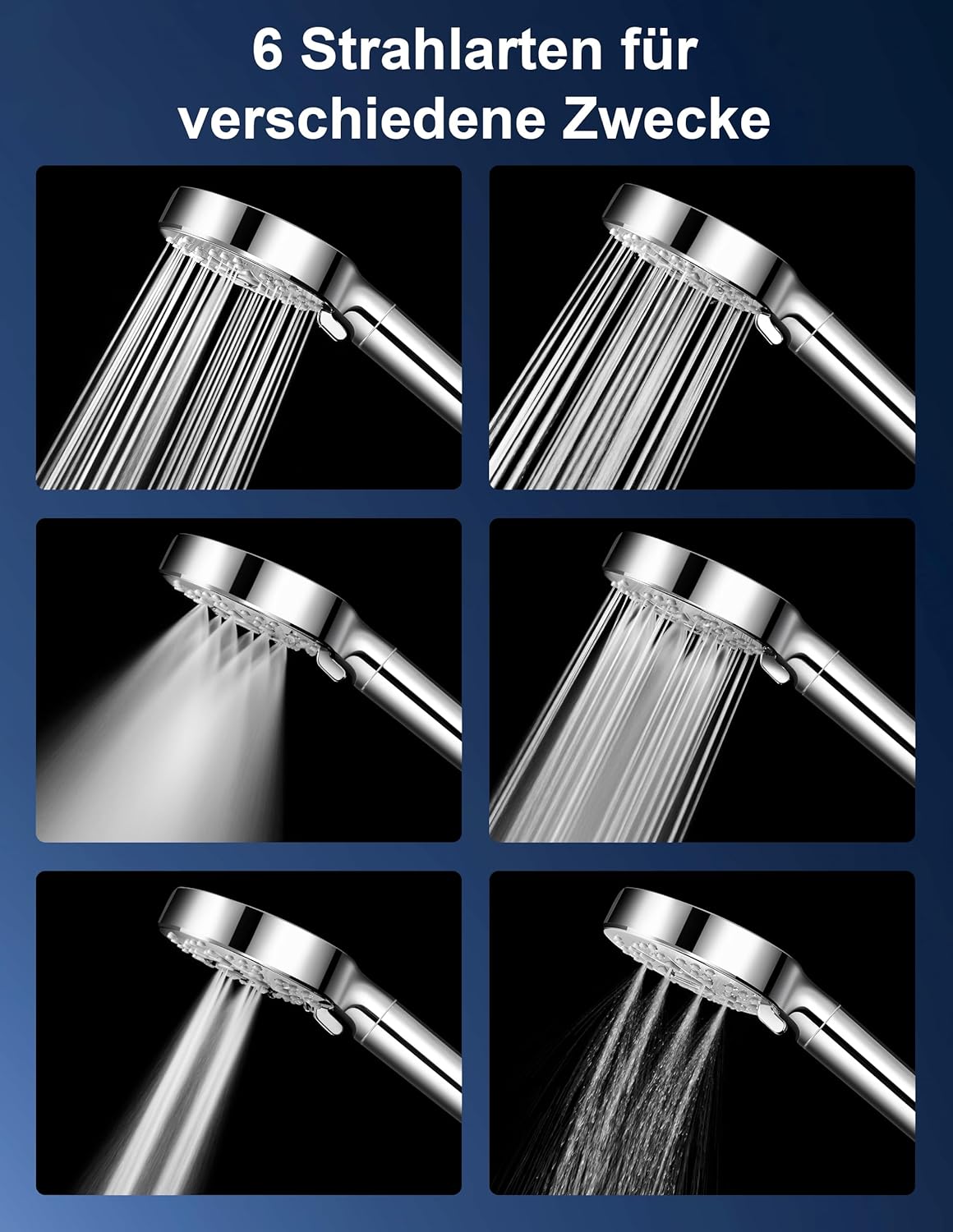 Duschkopf mit 20-stufiger Wasserfiltration, Duschkopf Silber