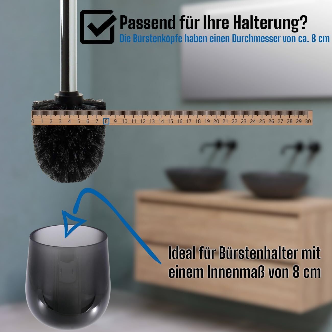 12er-Set Ersatz WC-Bürstenkopf, 10er Set Schwarz