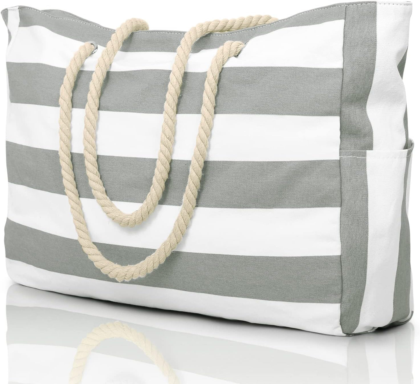 Wasserdichte Strandtasche mit Reissverschluss, Hellgrau
