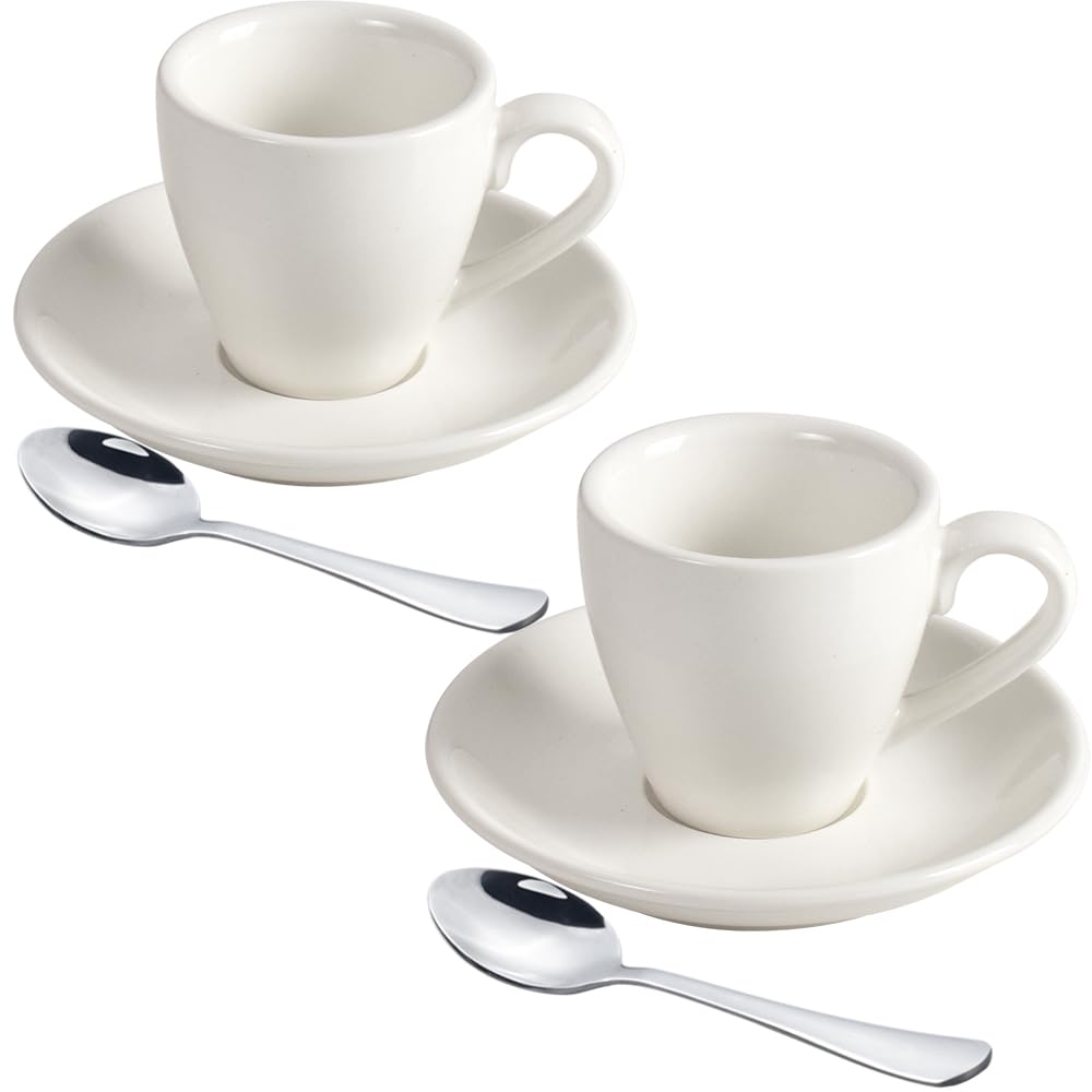 Espressotassen-Set mit Untertassen, Weiss