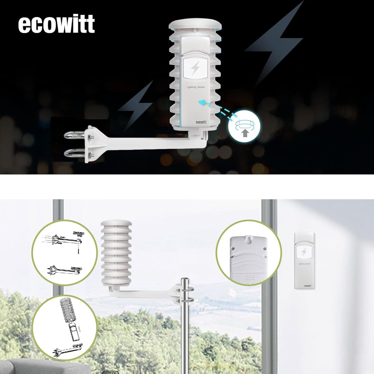 Drahtloser Blitzdetektor WH57 für Wetterstationen, WH57 Lichtdetektor