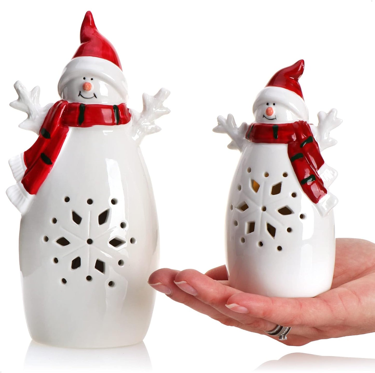 2-teiliges LED-Schneemann Weihnachtsfiguren-Set mit Timer, 02 Stück - Schneemann - Timer