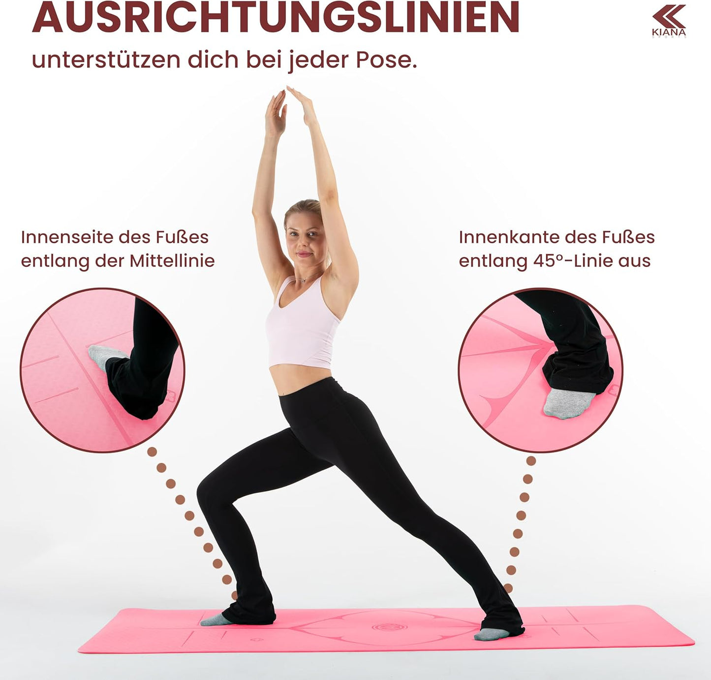 Rutschfeste Yoga- und Sportmatte 8 mm, 8 mm dick Rosa