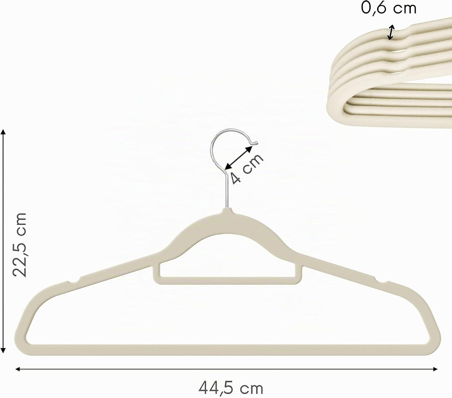 Samt-Kleiderbügel Set mit 360° Haken (100 Stück), Beige 100
