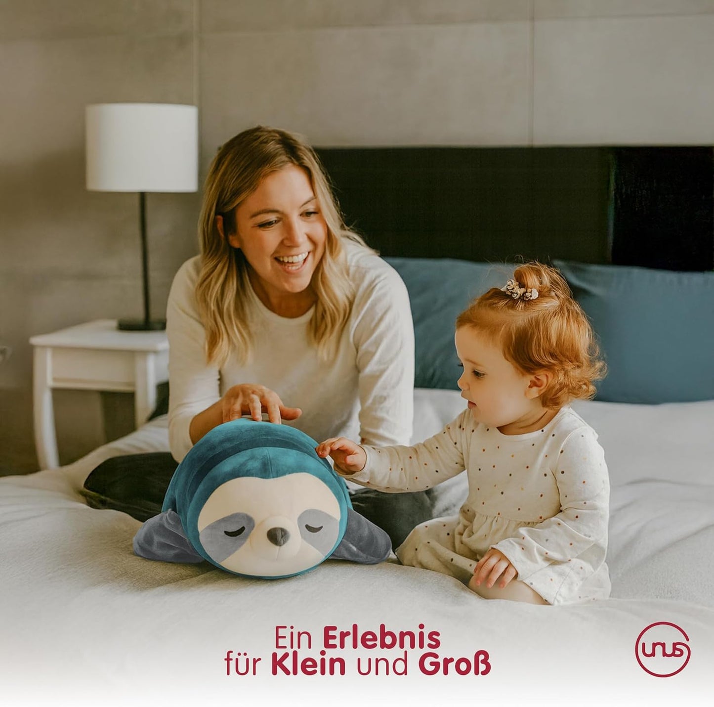 Faultier-Seitenschläferkissen, 50 cm, Türkis klein