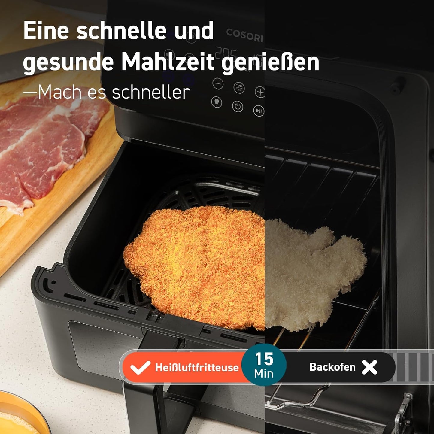 12-in-1 Heissluftfritteuse, Sichtfenster 6.2L Schwarz